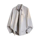 条纹长袖男士衬衫外套上衣服韩版潮流衬衣帅气商务工装休闲，男装衬衫，奇怪漫猴工厂店