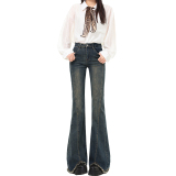 【Gentle】千金小姐风｜穿搭灵感｜显瘦高腰毛边微喇叭裤常规&，女装休闲裤，奇怪漫猴工厂店