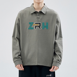 主推纯棉polo衫长袖男士秋季新款翻领高级感宽松透气潮牌T恤男装，男装T恤，奇怪漫猴工厂店