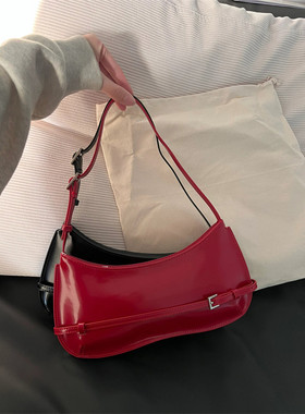 法式小众包包2024新款时尚单肩包复古法棍包高级感腋下包红色婚包