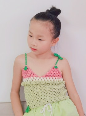 DIY材料包钩针女童西瓜吊带背心