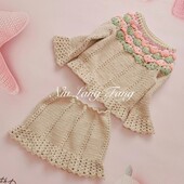 纽琅坊 钩针女宝宝毛衣半身裙手工diy毛线材料包 原创花漾复古套装