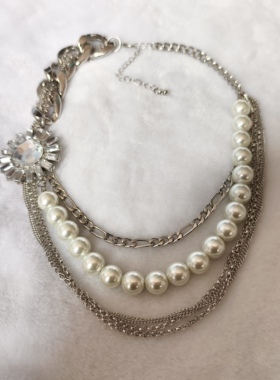 青岛外贸饰品潮流时尚轻奢多层叠带珍珠流苏夸张项链