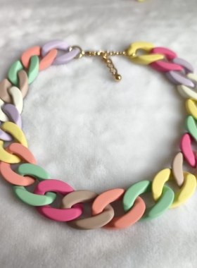 青岛外贸饰品项链欧美潮流时尚个性彩色链条项链亚克力项链