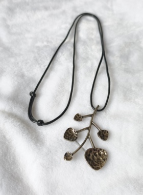 外贸饰品项链潮流时尚个性夸张爱心树枝叶子吊坠复古长款毛衣链