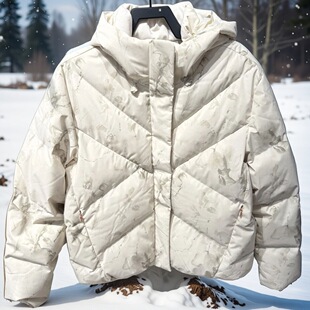 安踏保暖加厚羽绒衣服女冬装新款防泼水印花外套面包服162447945N