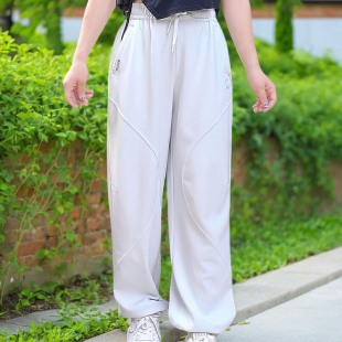 安踏冰肤宽松透气薄长裤女舞蹈裤2025夏新款街舞波浪裤162528308S