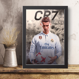 曼联C罗摆件装饰画足球明星周边纪念礼品海报相框摆台体彩店挂画