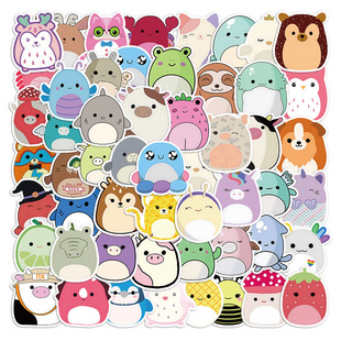 50张卡通Squishmallow手账贴纸diy汽车行李箱笔记本防水贴画