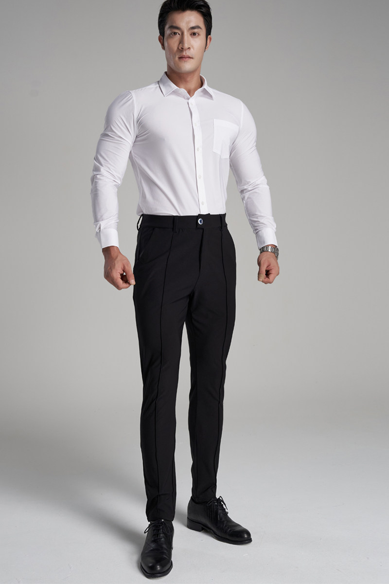 暗狱猎人 肌肉男裤子运动健身长裤 高弹力修身小脚裤休闲免烫西裤