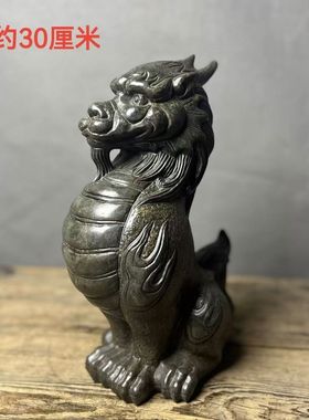 天然青石雕刻朝凤龙九子家居茶室会所装饰摆件复古新款造景文玩