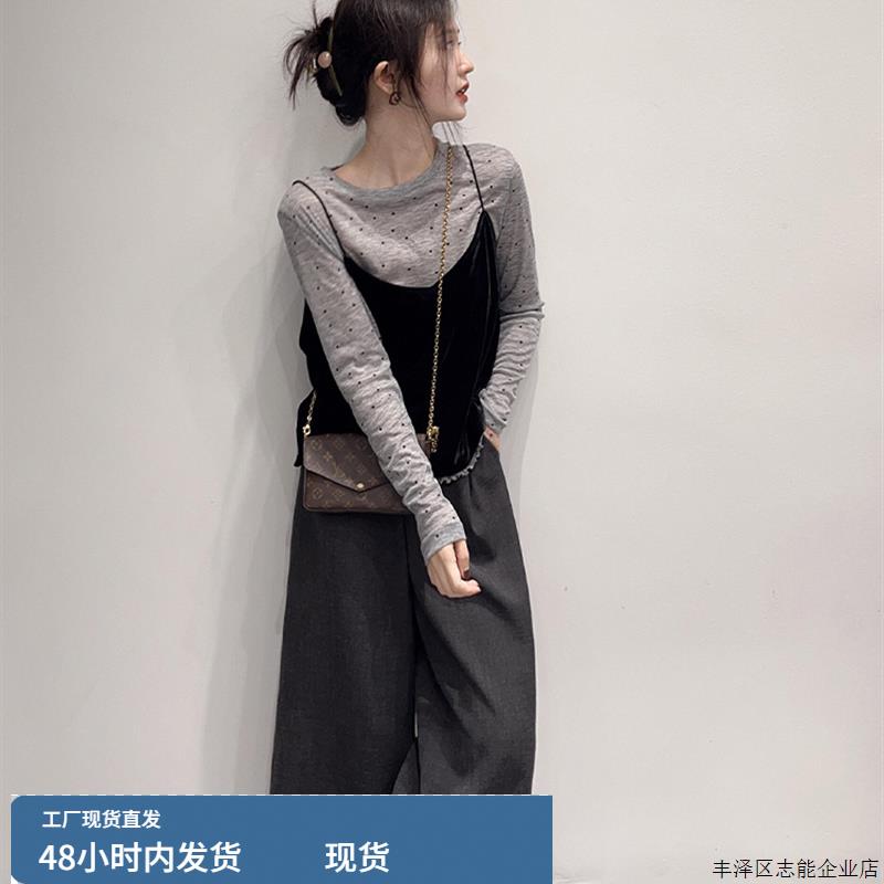 秋装搭配巨好看ootd减龄一整套女秋日又酷又飒上衣阔腿裤两件套装