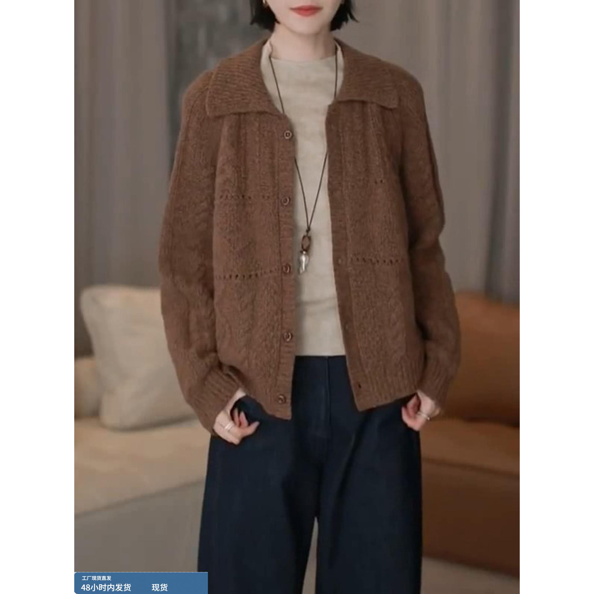 深棕色气质设计感简约长袖衬衫2025秋季新款小众高级感上衣减龄女