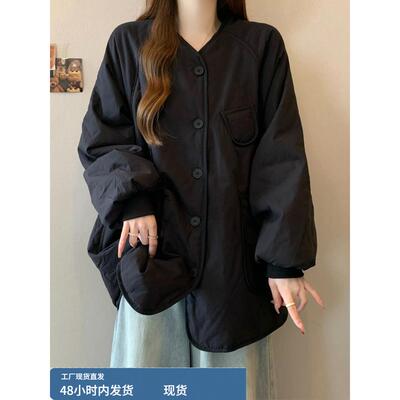 中长款羽绒棉外套女秋冬2025新款爆款宽松大码胖mm高级感夹棉棉服