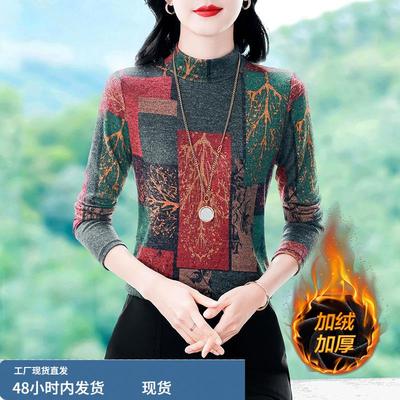 半高领品牌加绒加厚打底衫女士2025新款今年流行爆款正品高档上衣