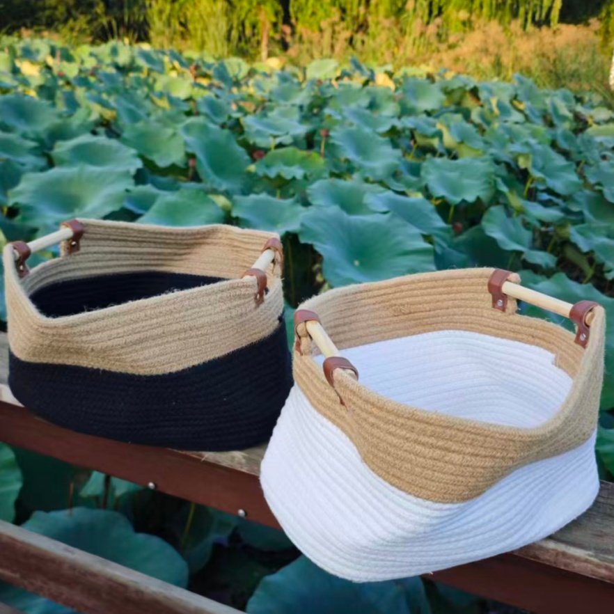 孤品少量外贸品质生活棉麻收纳篮收纳筐桌面杂物收纳盒整理箱衣柜