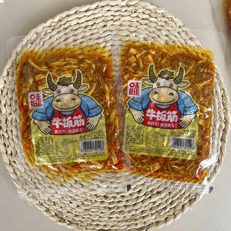味抵东北特产即食牛板筋65g辣条零食甜辣酱香自拌朝族风味下酒菜