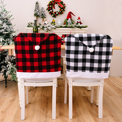 Festival red and black checkered chair covers, Christmas ch