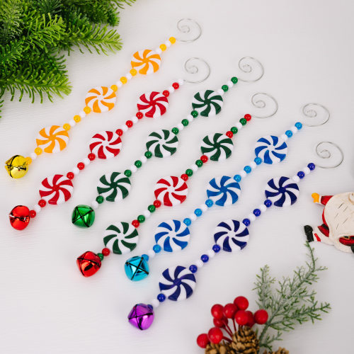 New Christmas Decorations Curled Bell Candy Strips Red bell