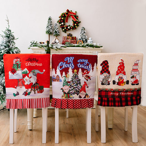 Christmas Chair Cover Red Home Decoration Chair Cover Hat