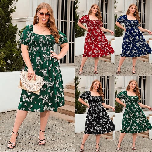 New  women's plus size casual vacation bohimi dress