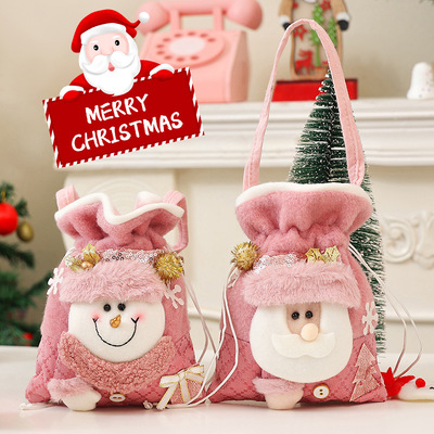 Christmas children's tote bag pink cartoon snowman gift bag