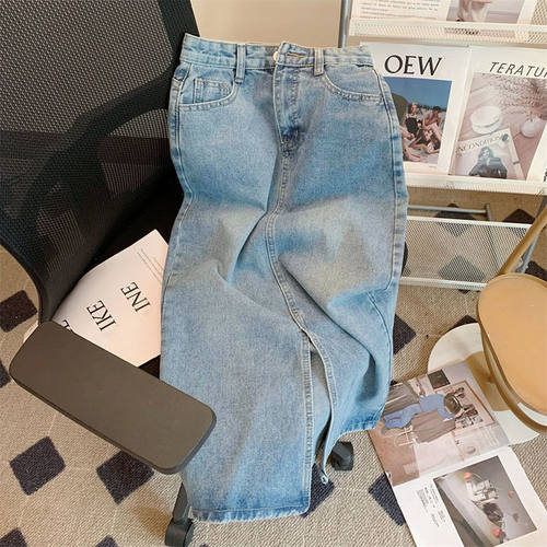 women's shallow high waisted denim skirt summer A-line skirt