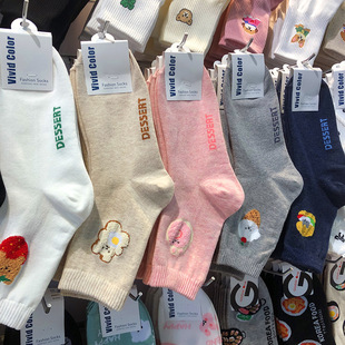 新款 韩国进口vivid植绒美食卡通少女袜春季 中筒休闲棉袜 现货