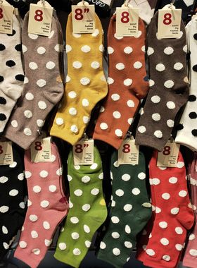 韩国进口袜子东大门ETNA秋冬新款百搭袜加厚植绒圆点中筒袜潮