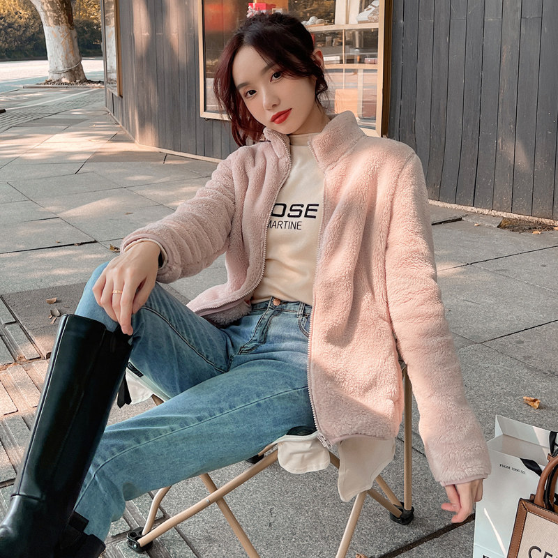 摇粒绒外套男女2022新款春秋开衫加绒连帽宽松大码百搭时尚抓绒衣