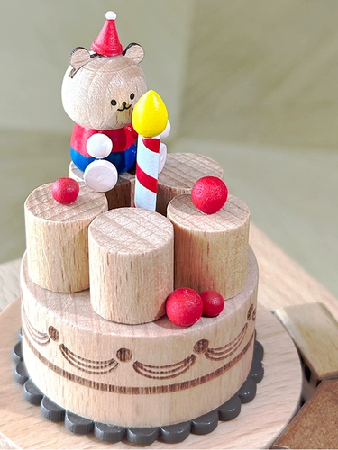 Деревянный поезд, крутящаяся музыкальная шкатулка подходит для мужчин и женщин, с медвежатами