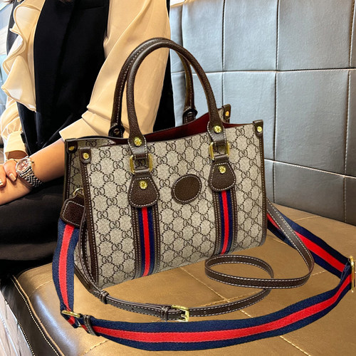 路易米希尔撞色条纹托特包