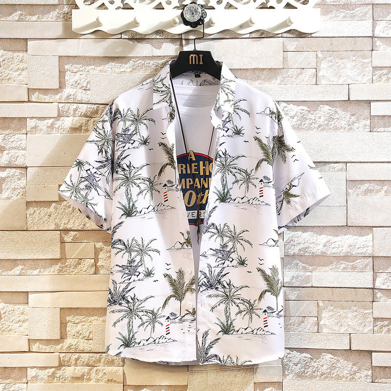 花衬衫男女款短袖夏季薄款沙滩衬衣宽松上衣C328P35,男装T恤,电商A056
