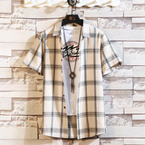 格子潮港风日系青年男短袖衬衫5672P35,男装T恤,电商A056,电商基地 格子潮港风日系青年男短袖衬衫5672P35,男装T恤,电商A056,电商基地