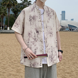 新中式春夏风男装盘扣唐装汉服短袖衬衫衬衣7011P40，男装T恤，电商A056