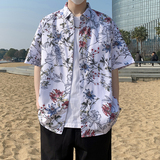 冰丝花衬衫短袖男夏威夷沙滩衬衣痞帅大码宽松休闲外套7232P35，男装T恤，电商A056