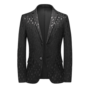 男士时尚休闲花西装外套修身青年大码白色小西服上衣潮9960P95图片