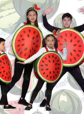 六一儿童节校园活动恶搞笑cosplay水果头箍子西瓜亲子表演服装