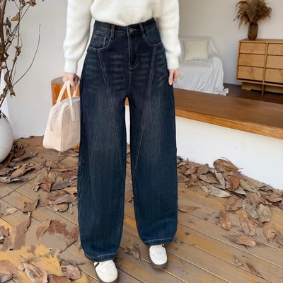 长裤弯刀裤加绒加厚牛仔2025冬季