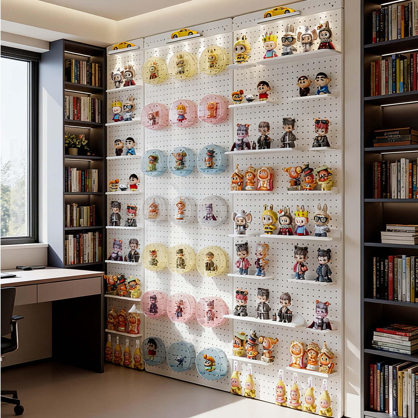 娃娃盲盒手办洞洞板亚克力展示架客厅模型摆件泡泡玛特防尘收纳盒