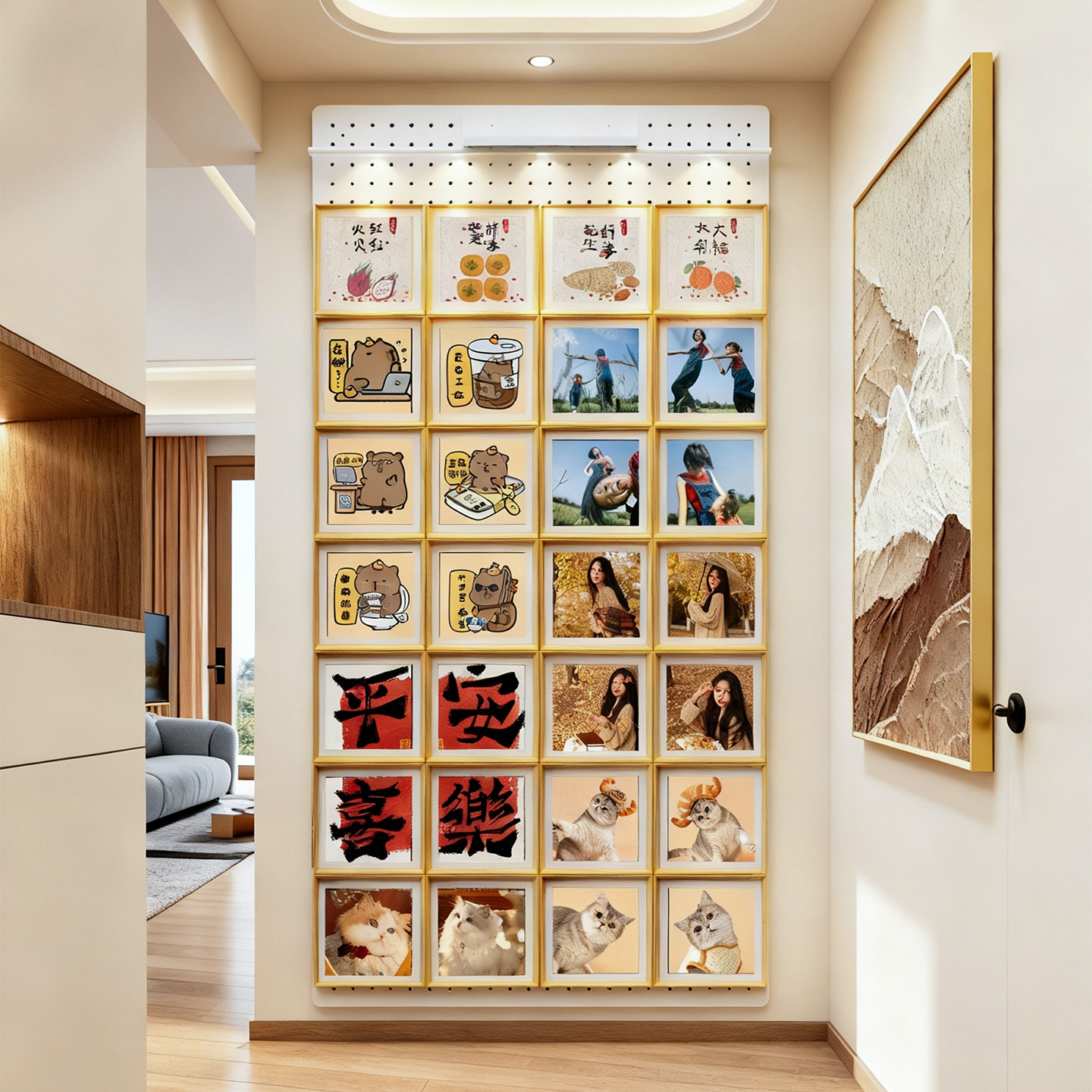 洞洞板相片照片墙上家用展示架客厅卧室装饰陈列架墙面收纳照片洞洞板