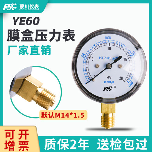 天然气YE60膜盒压力表