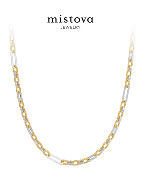 Mistova绳结时尚金银拼色项链