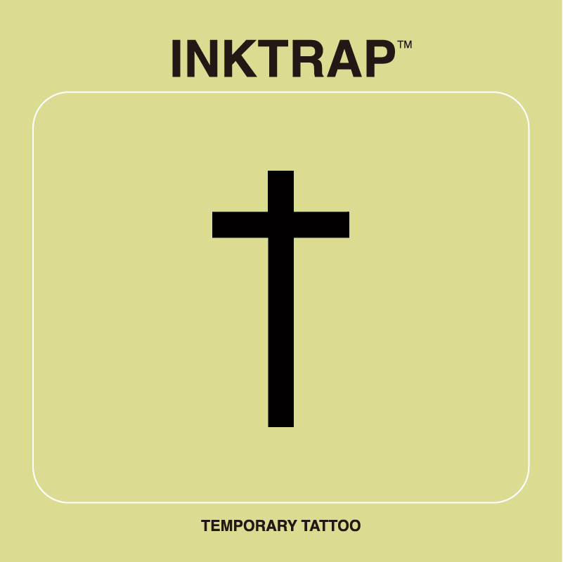 INKTRAP油墨陷阱十字架宗教信仰防水两周草本纹身贴 1.8*3.4cm
