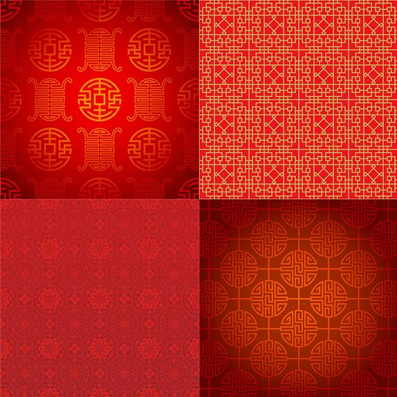 w8078 eps矢量图中国传统新年喜庆节日红色古典图案纹理背景设计