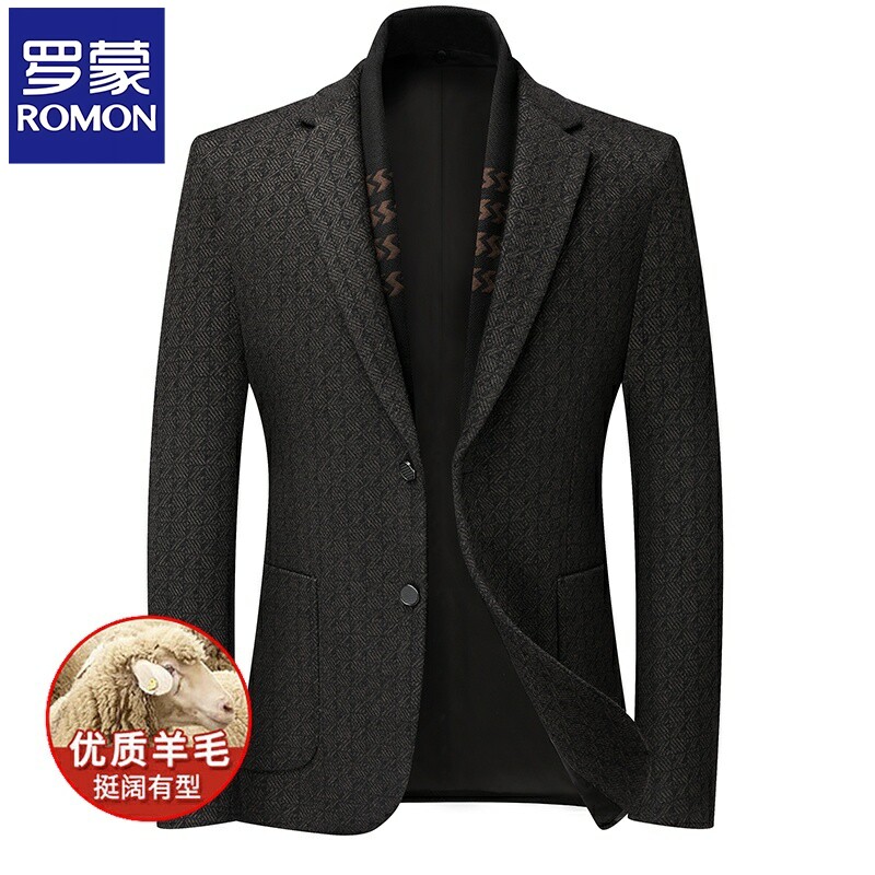 罗蒙羊毛男士西装外套高端品牌2025新款高级感便装西服男休闲外套
