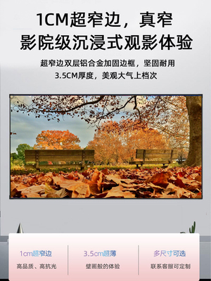 定做高清画框幕布100寸180寸16:9办公卧室家用投影屏长短焦壁挂画