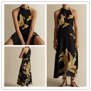 Tây Ban Nha Spot MD Womens 2019 Summer New Palm Leaf Print Dress 06633889800 - Váy eo cao