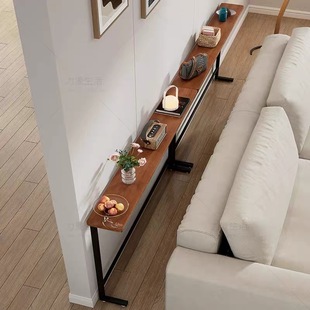 实木置物架客厅沙发靠墙后背长条窄边桌子床头暖气片夹缝书架定制