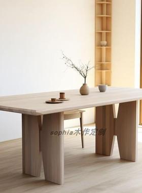 北欧侘56335风全实木餐桌书桌极师简寂客厅长桌办公桌原设计木工